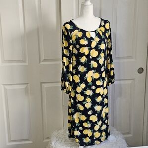 Maximalist, Womens, long sleeve, S/P 4-6, Maxi Floor Length Lemon Pattern Dress